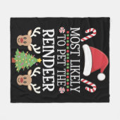 トナカイ分隊の家族のジョークを愛撫する可能性が最も高い フリースブランケット (正面(横))