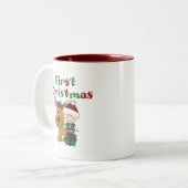 トナカイ初めてのクリスマスTシャツとギフト ツートーンマグカップ (正面左)