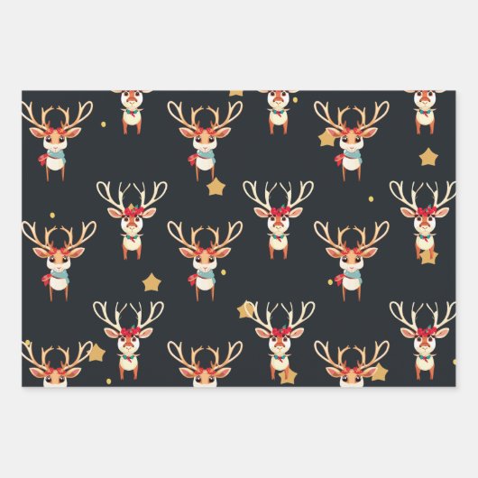 トナカイ包装紙 ラッピングペーパーシート (正面)