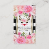 トナカイ化粧金ゴールドグリッターアイズピンクフローラ 名刺 (正面)