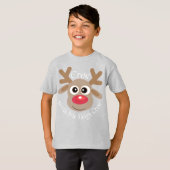 トナカイ北極そりのクルーのクリスマスグリーン Tシャツ (正面フル)