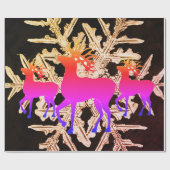 トナカイ及びベントレースノーフレーク包装紙 ラッピングペーパー (フラット)