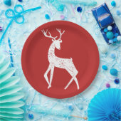 トナカイ及び雪片のトナカイの交差のクリスマス ペーパープレート (パーティー)