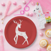 トナカイ及び雪片のトナカイの交差のクリスマス ペーパープレート (パーティー)