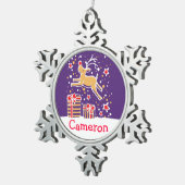 トナカイ名スノーフレーククリスマス飾り スノーフレークピューターオーナメント (右)