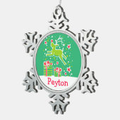 トナカイ名スノーフレーククリスマス飾り スノーフレークピューターオーナメント (右)