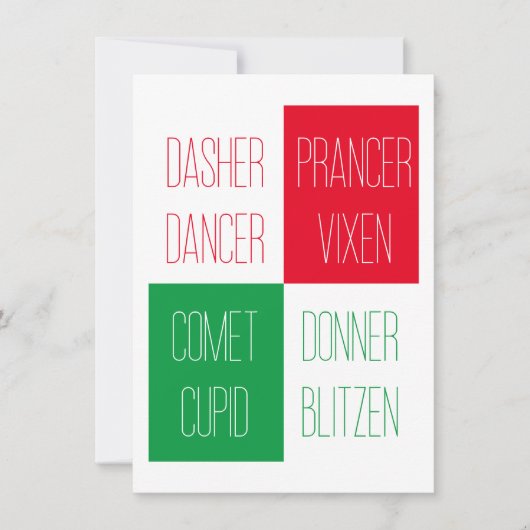 トナカイ名フラットクリスマスカード4.25x6.25 シーズンカード (正面)