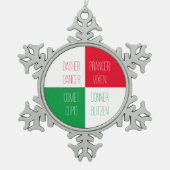 トナカイ名ペーター雪の結晶オーナメント スノーフレークピューターオーナメント (正面)