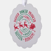 トナカイ名ラウンドワードアート オーナメントカード (左)