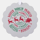 トナカイ名ラウンドワードアート オーナメントカード (正面)