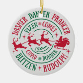 トナカイ名ラウンドワードアート セラミックオーナメント (正面)