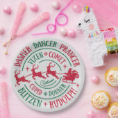 トナカイ名ラウンドワードアート ペーパープレート (パーティー)