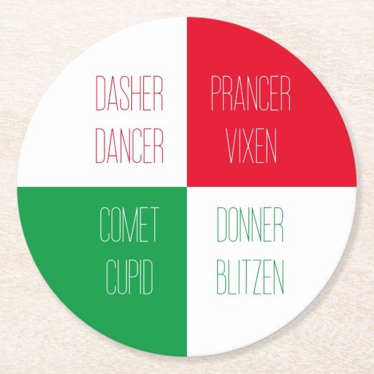 トナカイ名ラウンド紙コースター ラウンドペーパーコースター (正面)