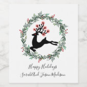 トナカイ名前をカスタムするクリスマス ワインラベル (シングルラベル)