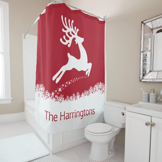 トナカイ名前をカスタムするシャワーカーテン シャワーカーテン (インサイチュ)