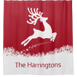 トナカイ名前をカスタムするシャワーカーテン シャワーカーテン