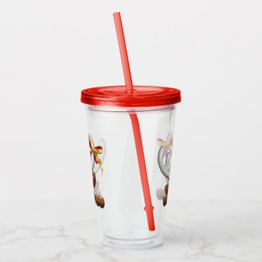 トナカイ困惑おもしろいクリスマスキャラクター アクリルタンブラー (左)