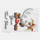 トナカイ困惑おもしろいクリスマスキャラクター キッチンタオル (横)