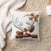 トナカイ困惑おもしろいクリスマスキャラクター クッション (ブランケット)
