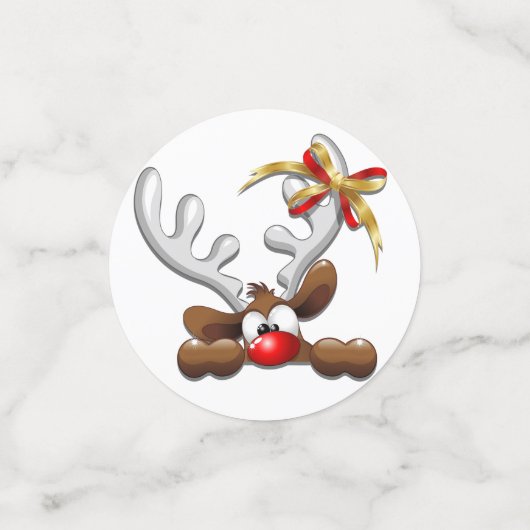 トナカイ困惑おもしろいクリスマスキャラクター コンフェッティ (スモール正面)