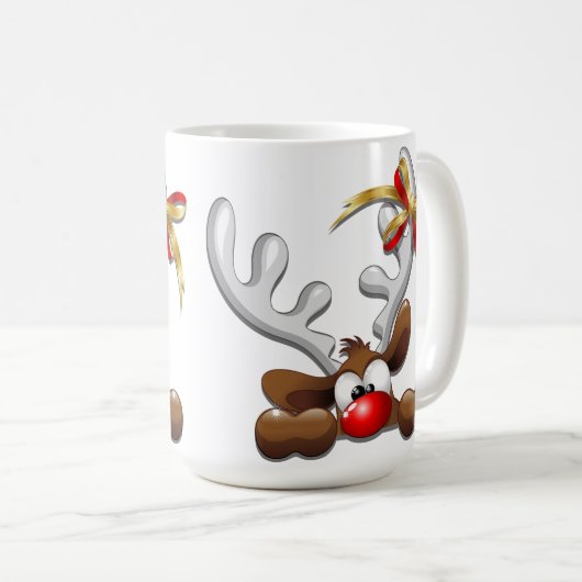 トナカイ困惑おもしろいクリスマスキャラクター コーヒーマグカップ (正面右)
