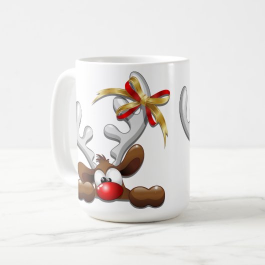 トナカイ困惑おもしろいクリスマスキャラクター コーヒーマグカップ (正面左)