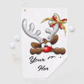 トナカイ困惑おもしろいクリスマスキャラクター ゴルフタオル (インサイチュ)