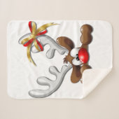 トナカイ困惑おもしろいクリスマスキャラクター シェルパブランケット (正面(横))