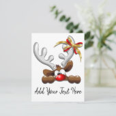 トナカイ困惑おもしろいクリスマスキャラクター シーズンカード (スタンド正面)