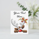 トナカイ困惑おもしろいクリスマスキャラクター シーズンポストカード (スタンド正面)