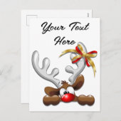トナカイ困惑おもしろいクリスマスキャラクター シーズンポストカード (正面/裏面)