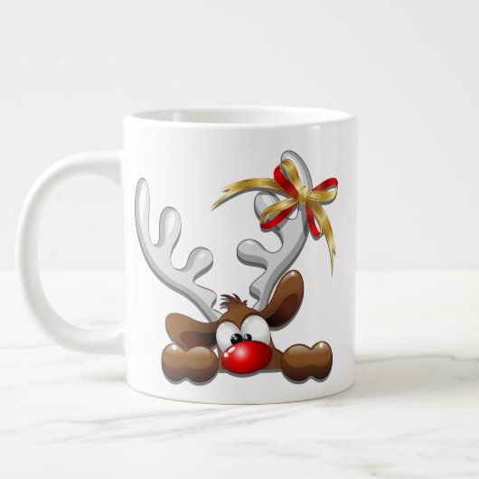 トナカイ困惑おもしろいクリスマスキャラクター ジャンボコーヒーマグカップ (左)