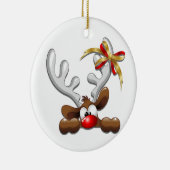 トナカイ困惑おもしろいクリスマスキャラクター セラミックオーナメント (右)