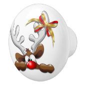 トナカイ困惑おもしろいクリスマスキャラクター セラミックノブ (右)