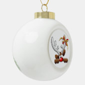 トナカイ困惑おもしろいクリスマスキャラクター セラミックボールオーナメント (左)