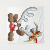 トナカイ困惑おもしろいクリスマスキャラクター タペストリー (正面(横))