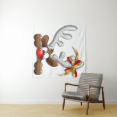 トナカイ困惑おもしろいクリスマスキャラクター タペストリー (インサイチュ(横))