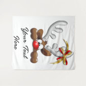 トナカイ困惑おもしろいクリスマスキャラクター タペストリー (正面(横))