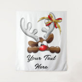 トナカイ困惑おもしろいクリスマスキャラクター タペストリー (正面)