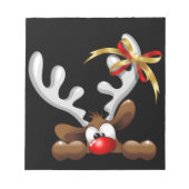 トナカイ困惑おもしろいクリスマスキャラクター ノートパッド (正面)