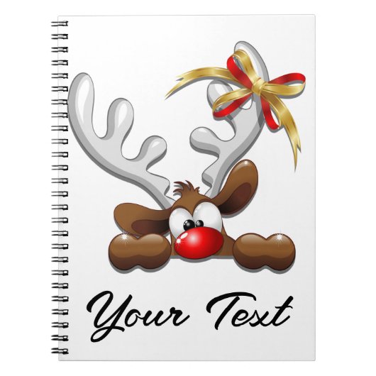 トナカイ困惑おもしろいクリスマスキャラクター ノートブック (正面)