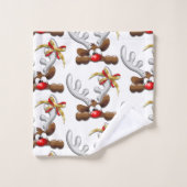 トナカイ困惑おもしろいクリスマスキャラクター バスタオルセット (ウォッシュタオル)