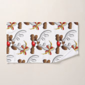 トナカイ困惑おもしろいクリスマスキャラクター バスタオルセット (ハンドタオル)