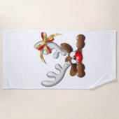 トナカイ困惑おもしろいクリスマスキャラクター ビーチタオル (正面)