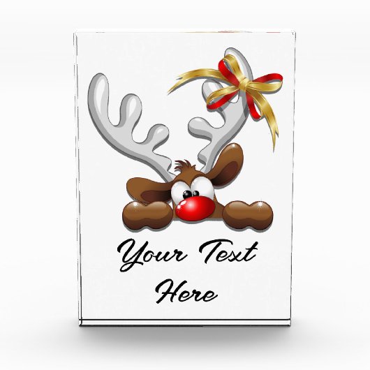 トナカイ困惑おもしろいクリスマスキャラクター フォトブロック (正面)