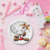 トナカイ困惑おもしろいクリスマスキャラクター ペーパープレート (パーティー)