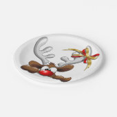 トナカイ困惑おもしろいクリスマスキャラクター ペーパープレート (アングル)