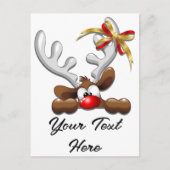 トナカイ困惑おもしろいクリスマスキャラクター ポストカード (正面)