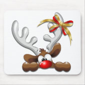 トナカイ困惑おもしろいクリスマスキャラクター マウスパッド (正面)