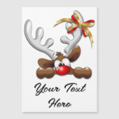 トナカイ困惑おもしろいクリスマスキャラクター マグネット招待状 (正面)